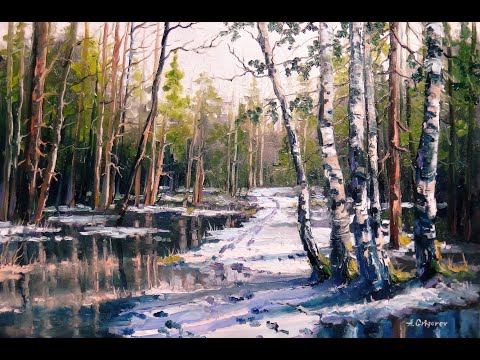 Видео: 🔝 ХуДоЖнИкИ | Весна в лесу | Картина маслом | Рисуем вместе | Александр Григорьев