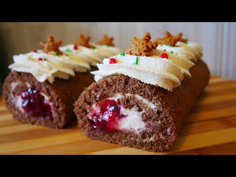 Видео: Шоколадный рулет ЧЁРНЫЙ ЛЕС с вишнёвым конфитюром