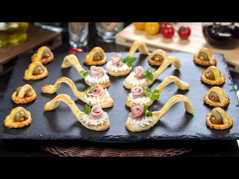 Видео: Ложки из слоёного теста - 2 способа приготовления особенных закусок