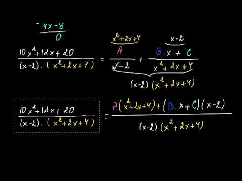 Видео: Разлагане на рационална дроб на сума от елементарни дроби по метода на неопределените коефициенти