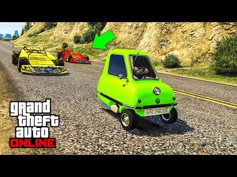 Видео: УГАРНАЯ ПОГОНЯ ЗА МАЛЕНЬКИМ PEEL P50 НА МАШИНЕ РАМПЕ В GTA 5 ONLINE!