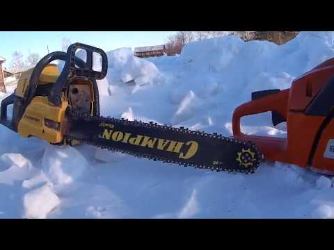 Видео: Хускварна 236 Х-TorG vs Чемпион 250.