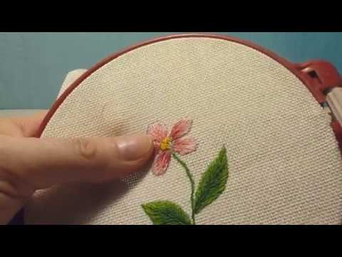 Видео: Вышивка гладью для начинающих "Цветок" satin stitch embroidery for beginners Flower