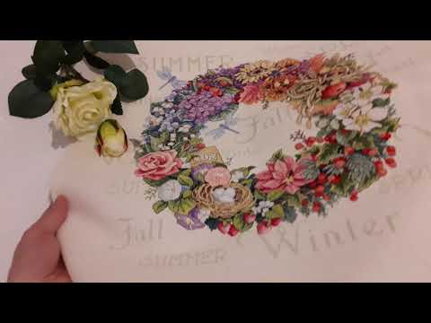 Видео: 41. Венок всех сезонов от Дименшенс. Готовая работа. Wreath of all seasons by Dimensions. Вышивка.
