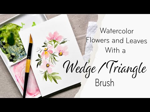 Видео: Как рисовать акварельные цветы и листья клиновой кистью
