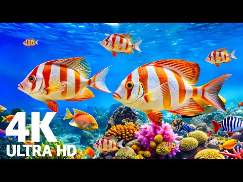 Видео: Животные океана 4K – Красивые коралловые рифы, морские животные и расслабляющая музыка для сна