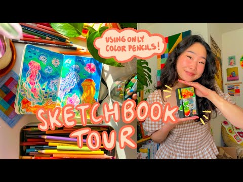 Видео: Экскурсия по скетчбуку ✏️ год использования цветных карандашей