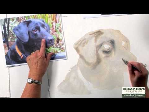 Видео: Как нарисовать морду собаки с помощью акварелиста Нэнси Коуик — Часть 1