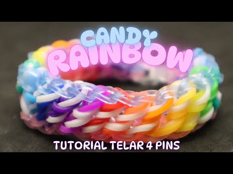 Видео: Браслет Candy Rainbow из резинок 🍭🌈 | Twist-узор на круглом 4-штырьковом станке