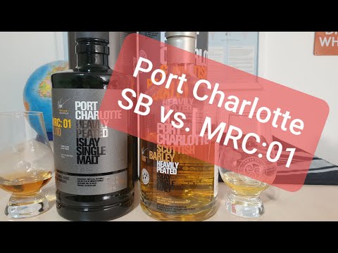 Видео: #вискипанорама #виски #portcharlotte Виски обзор 197. Port Charlotte SB, 50%alc vs MRC 01, 59.2%alc