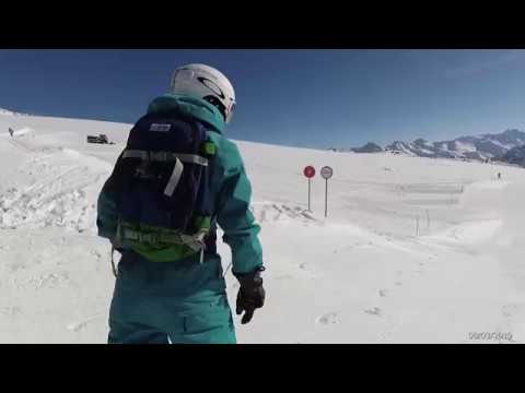 Видео: Спуск на сноуборде Гара Баши - Азау. Max 98 км/ч