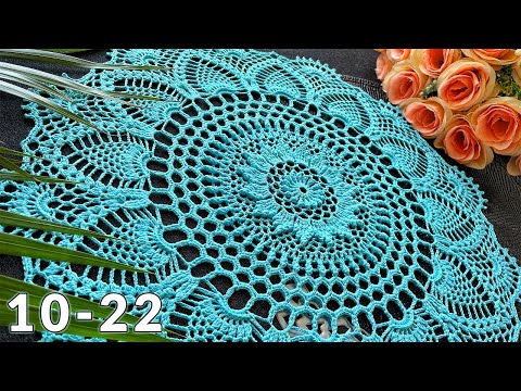 Видео: Салфетка крючком, Эрика, 10-22