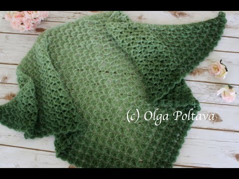 Видео: Как связать ажурную шаль крючком, видеоурок по вязанию крючком, пряжа Alize Angora Gold