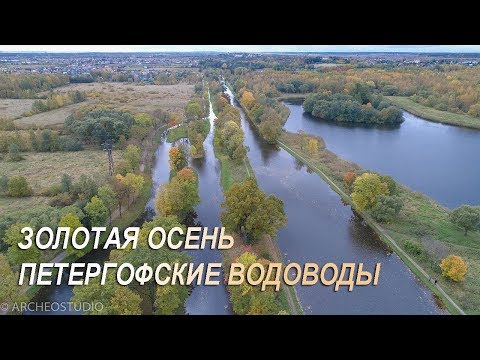 Видео: Петергофские водоводы (снабжающие фонтаны). Золотая осень в Петергофе. Аэросъемка