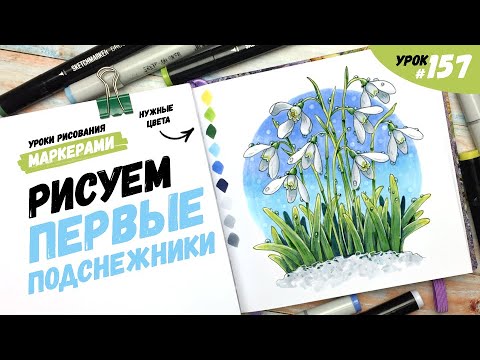 Видео: Как нарисовать подснежники? / Видео-урок по рисованию маркерами #157