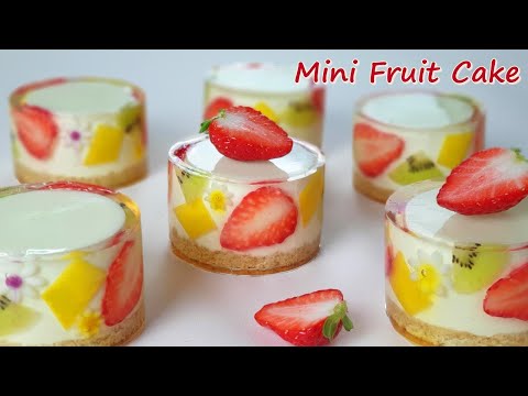 Видео: Без выпечки / без яиц / Мерная чашка / Рецепт мини-желейного чизкейка с красивыми фруктами / ASMR