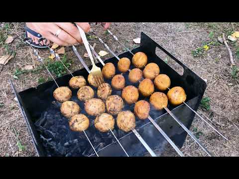 Видео: Шампиньоны на мангале. |  два маринада! правила шашлыка из грибов!