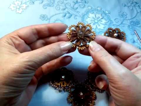 Видео: Фриволите иглой. Двухцветный цветок для колье. МК