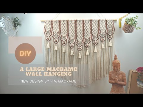 Видео: Как сделать большую настенную подвеску в стиле макраме с помощью нескольких основных узлов
