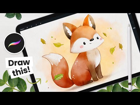 Видео: Как нарисовать акварельную лису • Учебник Procreate