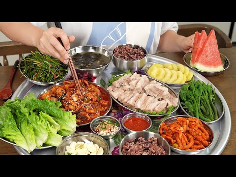 Видео: Готовка MUKBANG :) Отварная свинина и жареные кальмары очень вкусные.
