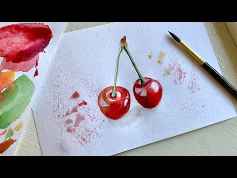 Видео: Черешня акварелью. Поэтапное рисование для начинающих