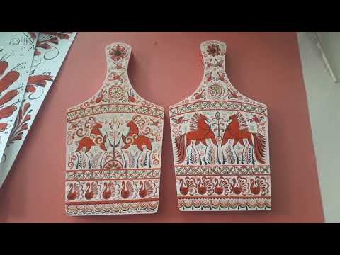 Видео: Мезенская роспись. Урок 16. Роспись доски. Продолжение.