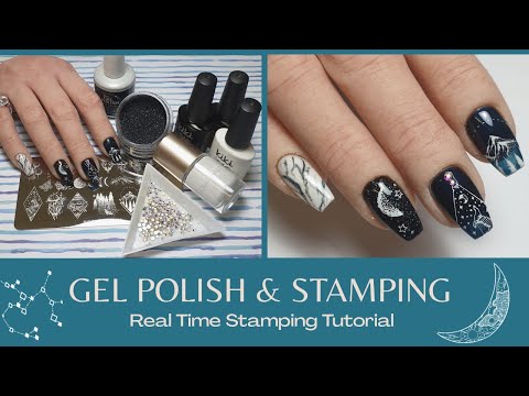 Видео: Нанесение стемпинга на ногти в реальном времени 🖤 Урок по покрытию ногтей гель-лаком 💅🏻
