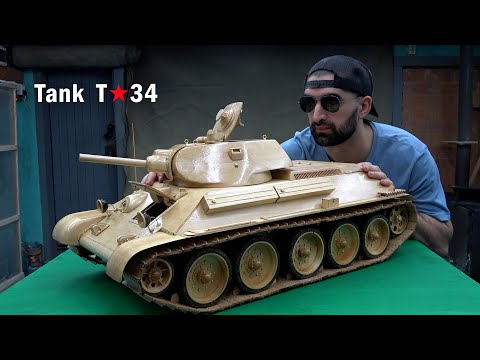 Видео: Я сделал из дерева советский средний Танк Т-34 . Резьба по дереву.