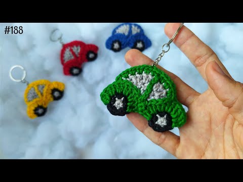 Видео: красочный вязаный брелок-автомобиль - понравится мальчикам и девочкам! (с субтитрами)