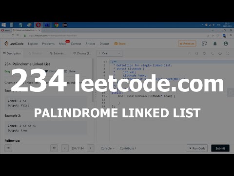 Видео: Разбор задачи 234 leetcode.com Palindrome Linked List. Решение на C++