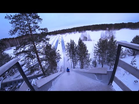 Видео: Боровские горки 2020, Тюмень, покатались на больших горках)