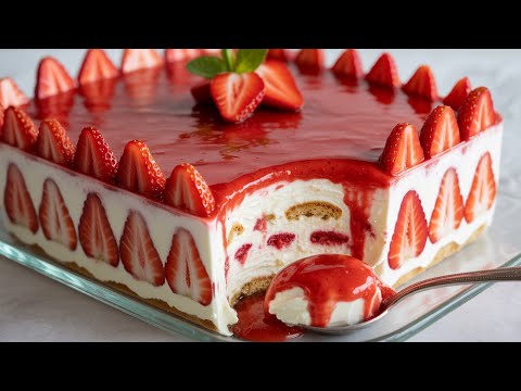 Видео: Вкусный клубничный тирамису за 10 минут | без кофе | Легкий рецепт | АСМР