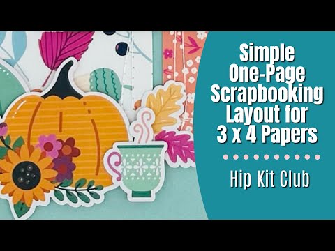 Видео: Простой одностраничный макет альбома для вырезок размером 3x4