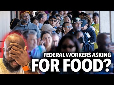 Видео: Уволенные федеральные служащие стоят в очереди за продовольственным банком, поскольку деньги зака...