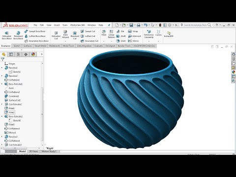 Видео: Моделирование поверхности — учебное пособие SolidWorks