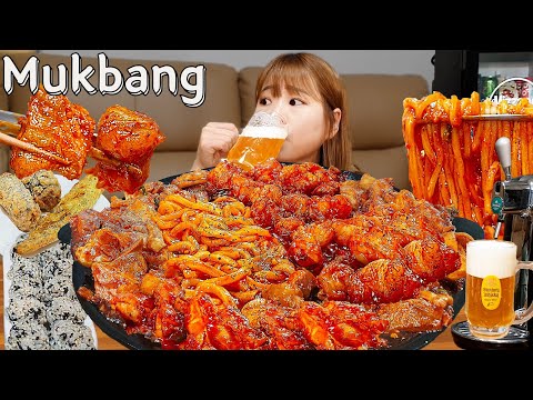 Видео: Sub)Real Mukbang- Острые куриные внутренности 🔥 Лапша удон 🍜 Жареный рис 🍚 Пиво 🍻 АСМР КОРЕЙСКАЯ ЕДА