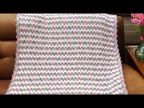 Видео: Легкое вязаное крючком весеннее одеяло — один ряд (повтор) — #lionbrand