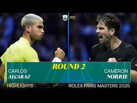 Видео: Карлос Алькарас против Кэмерона Норри: лучшие моменты R2 | Rolex Paris Masters