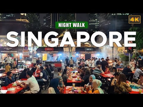 Видео: Ночная прогулка по Сингапуру - Лау Па Сат, лодочная пристань, расслабляющая пешеходная экскурсия