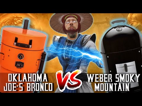 Видео: Сравниваем Weber Smokey Mountain и Oklahoma Joe"s Bronco.