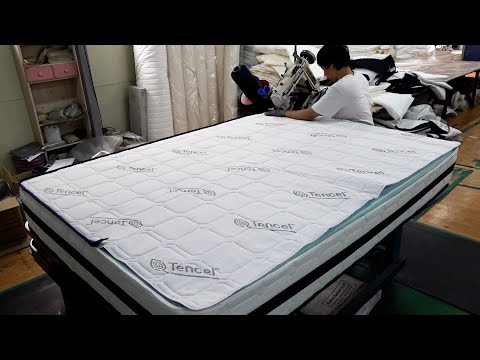 Видео: Процесс изготовления мягкого матраса в виде зефира. Фабрика матрасов в Корее.