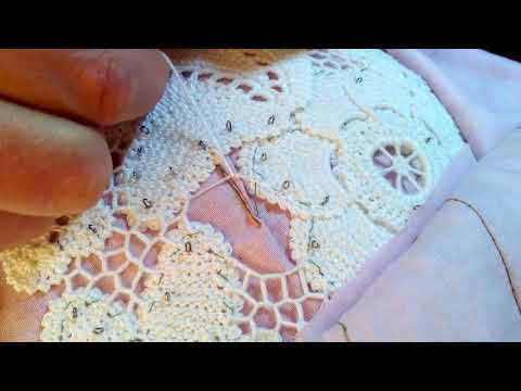 Видео: Как я шью сеточку в ирландском кружеве. Irish Crochet Lace & Needle lace