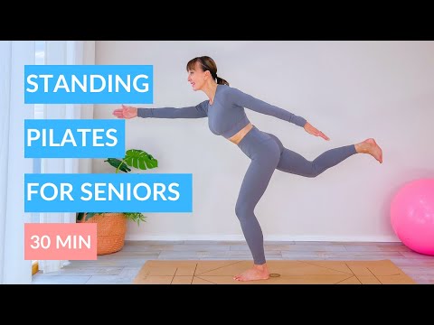 Видео: Пилатес стоя для пожилых людей и начинающих | Упражнения на равновесие, координацию и силу | 30 мин