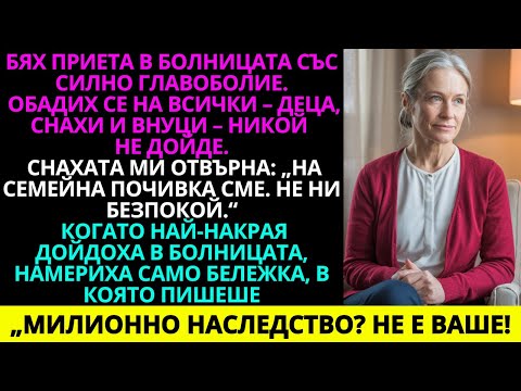 Видео: Бях приета в болницата със силно главоболие. Обадих се на всички — деца, снахи...