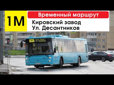 Видео: Автобус 1М "Ул. Десантников - Кировский завод" (временный маршрут) (маршрут закрыт)