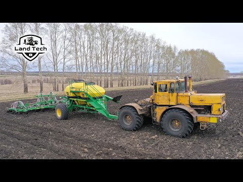 Видео: Трактор К-701 с двигателем от Супер Маза 400 л.с. работает с посевным комплексом John Deere