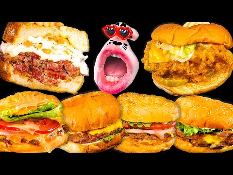 Видео: Не могу остановиться, не остановлюсь: еще больше бургеров на весь день, часть 2! 🍔🔥 ASMR Mukbang :)