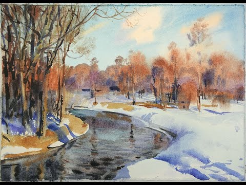 Видео: 20220401 Акварельный весенний пейзаж. Watercolor spring Landscape