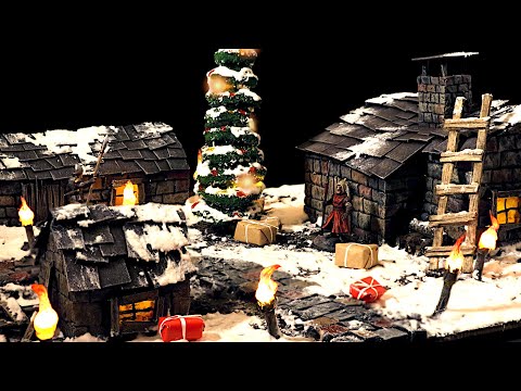 Видео: Диорама зимней деревни — как создать простой снежный ландшафт для D&D / Warhammer